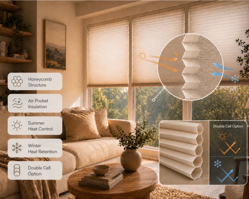 Unique cellular shade insulation design