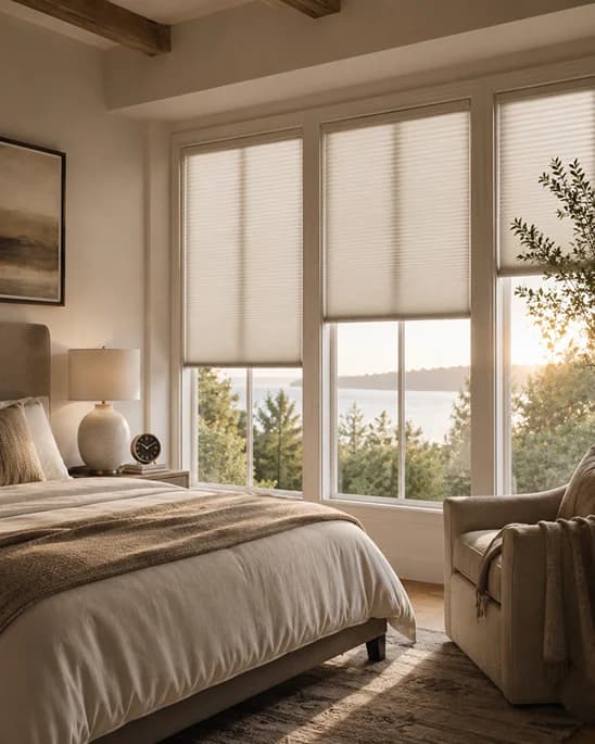 Bedroom motorized shades for scheduled comfort